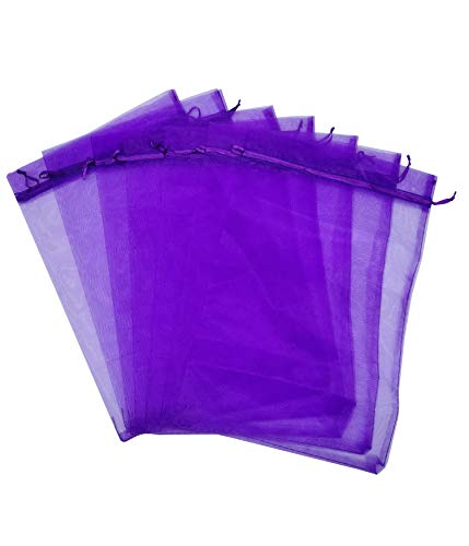 Ankirol 50pcs Sheer Organza Favor Bags 12 X 16 X Large Organza Drawstring Bags (Deep Purple) - color: Deep Purple