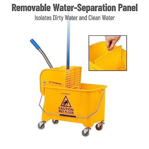 Mind Reader 5.5-Gallon Mop Bucket with Wringer for Small Mops, Yellow - size: Mop Bucket Only