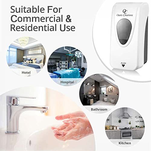Oasis Creations Manual Soap and Hand Sanitizer Dispenser, Soap/Lotion/Gel, Wall Mount, 1000ml/33oz. Commercial or Residential - White - color: White