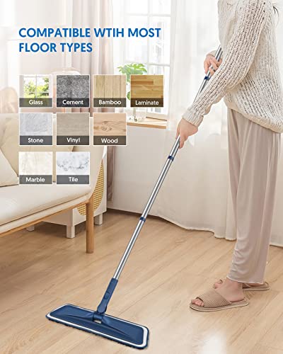 BPAWA Microfiber Mops for Floor Cleaning: Flat Mop for Wood Laminate Tile - color: Darkblue