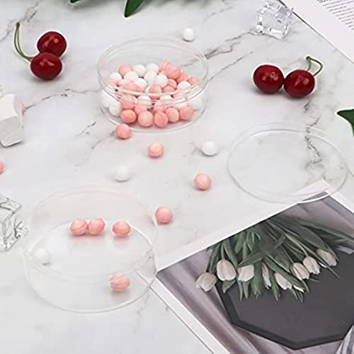 KissYou Acrylic Box Round Clear Boxes with Lid 4 Pieces Small Circular Candy Box Storage Organizer Containers Wedding Party Decorative Boxes - size: 3.2 x 3.2 x 1.2 Inch