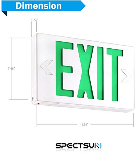 SPECTSUN 12 Pack LED EXIT Sign with Emergency Light-UL Standard Exit Emergency Light Combo with 2 LED Adjustable Emergency Lighting,Double Face AC 120/277V, Exit Signs for Business - size: 12 Pack