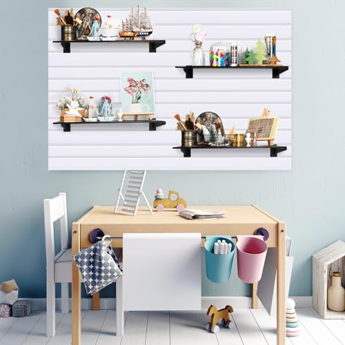 Barydat 4 Sets 23.6 x 11.8 Inch Slatwall Shelves Set with Metal Brackets