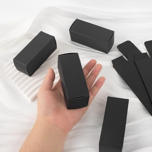 Framendino, 50 Pack Black Kraft Paper Lipstick Boxes Rectangle Bottle Reusable Lip Balm Packaging Cases Gift Wrapping Box for DIY (3.54x1.41x1.41) - color: Black - 3.54x1.41x1.41
