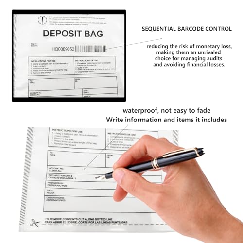 500pcs 9x12in Deposit Tamper Proof Bag Security Bank Pocket - color: 500pcs 9x12-Transparent