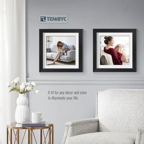 10x10 Picture Frame 4 Pack, 8x8 Mat, Black Wood, Glass, for Picture - color: Black, size: 10 X 10