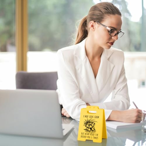 Funny Work Gifts I May Look Calm Desk Sign–Funny Chicken Western Humor | Small Office Gifts for Coworkers Friends, Cute Office Decor Accessories - style: I May Look Calm