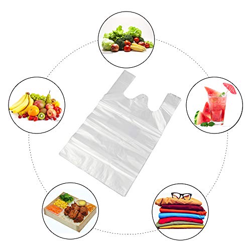 Morcte Clear Plastic T-Shirt Shopping Bags, Handled Grocery Bags, 800 Count