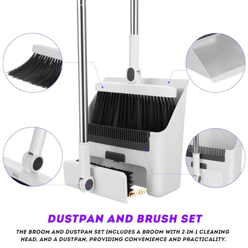 Foldable Broom and Dustpan Set 3-in-1 with Long Handle Compact Design for Indoor and Outdoor Cleaning Home Kitchen Sweeping Tool