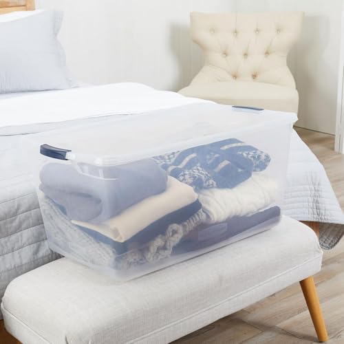 Rubbermaid Cleverstore 95 Qt Clear Storage Bins with Lids, 4-Pack, Stackable, BPA-Free, Made in USA - size: 95 Qt - 4 Pack
