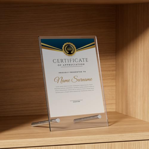 Clear Acrylic Sign Holder 8.5x11 Inch, Slanted Tabletop Display Stand with Metal Standoff Screws, Desktop Picture Photo Frame Menu Holder for Office, Countertop, Retail 6 Pack(8.5x11 inch 6pack) - size: 8.5x11 inch 6pack