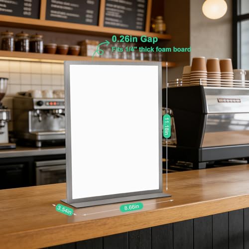 2pack Tabletop 8.5"x11" Metal Acrylic Sign Holder with Stainless Steel T Shape Double Sided Menu Display Stand for Office Store Restaurant Hotels (Natural stainless steel) - color: Natural stainless steel
