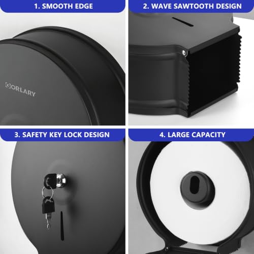Gorlary Commercial Jumbo Toilet Paper Dispenser with Lock, Matte Black - color: Bk-29-black