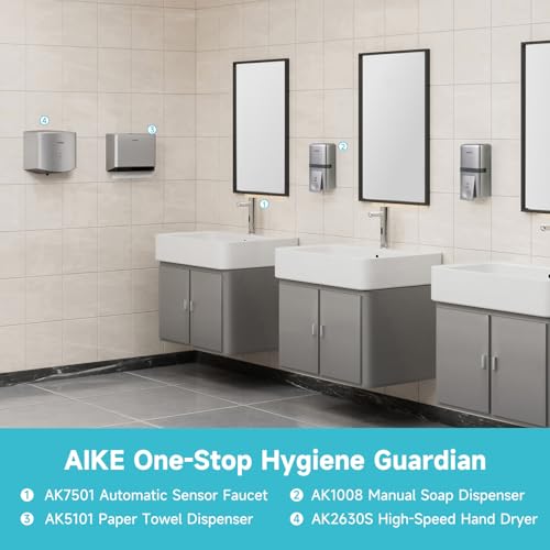 AIKE Liquid Commercial Soap Dispenser,27oz Capacity for Bathroom Silver - color: Silver