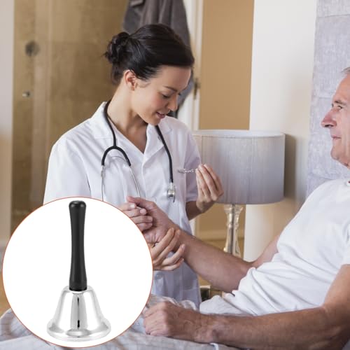 QWORK 6 Pack Silver Hand Bells – Loud Ringing Call Bells for Elderly Assistance, Teachers, Reception Desks, Hand Bell Ring