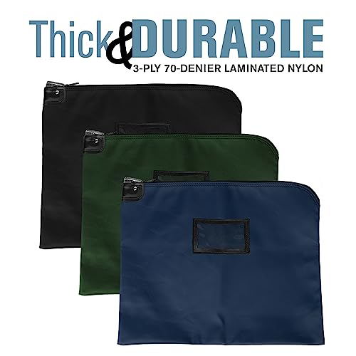 BankSupplies HIPAA Locking Courier Bag Navy Blue 19 Inches W by 15 Inches H Durable Laminated Nylon Metal Pop-Up Lock for Money Coins Checks and Documents - color: Navy Blue