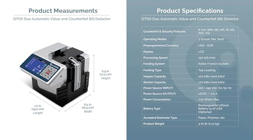 AccuBANKER D700 Duo Value Counter and Counterfeit Detector - style: Base Unit with Counterfeit Detection