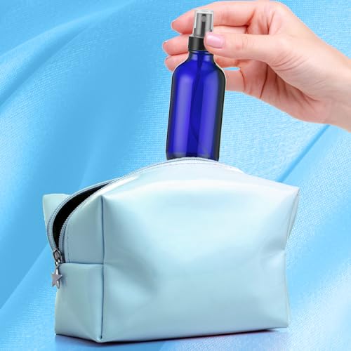 Fumete 2 Pack Glass Spray Bottles 4oz,Blue, Black Top,Mist Bottle - color: Blue, Black Top, style: Mist Bottle