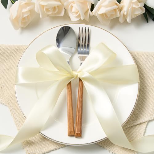 Ivory Satin Ribbon 1 Inch x 100 Yards - color: Ivory