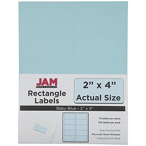 JAM PAPER Shipping Address Labels - Standard Mailing - 2 x 4 - Baby Blue - 120/Pack - color: Baby Blue, size: 2" x 4" Labels