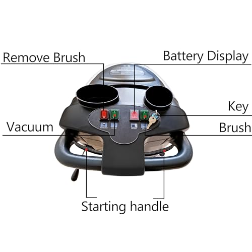 Battery Powered Walk Behind Floor and Carpet Scrubber Buffer Polisher, 19" Brush, 30" Squeegee Width, 13.5 gal Tank, Dual Brushes (Hard & Soft) and 3 Scouring Pads, 220 RPM - size: 19" Manual