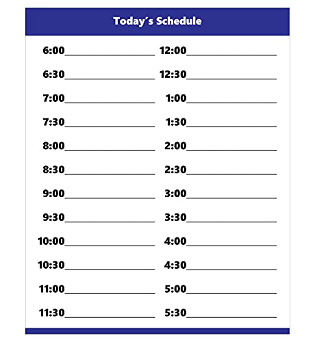 Dry Erase Hourly Schedule Magnet (Standard Clock) by DCM Solutions (Blue, 8.5" W x 10.5" H) - color: Blue