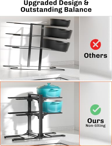 MUDEELA 6-Tier Heavy Duty Pots and Pans Organizer under Cabinet, 13.78" H - color: Black, size: 13.78"H