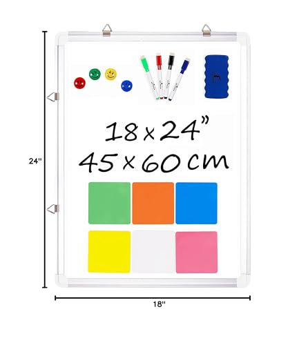Whiteboard Set, 24x18 in White Board Dry Erase for Wall with Magnetic Notes - size: 24x18"