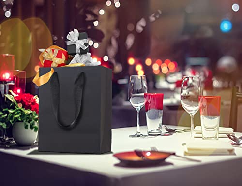 HUAPRINT Small Paper Gift Bags with Handles, Black, 20 Pack, 7x4x9 IN - color: Black, size: 7x4x9 Inch (Pack of 20)