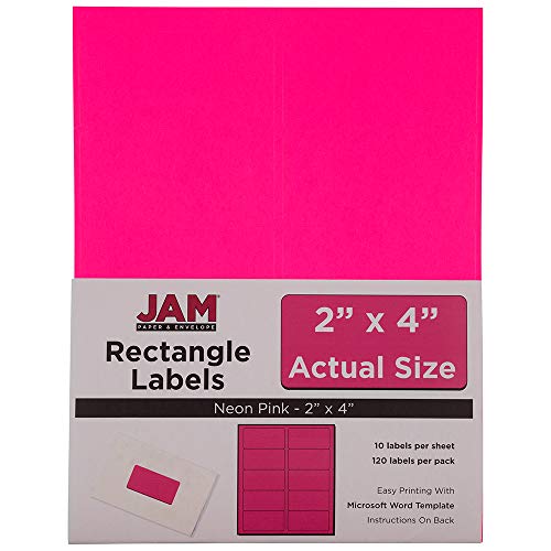 JAM PAPER Shipping Address Labels - Standard Mailing - 2 x 4 - Neon Fluorescent Pink - 120/Pack - color: Neon Pink, size: 2" x 4" Labels