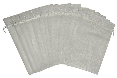 Ankirol 50pcs Sheer Organza Favor Bags 12 X 16 INCH X Large Organza Drawstring Bags (white) - color: white