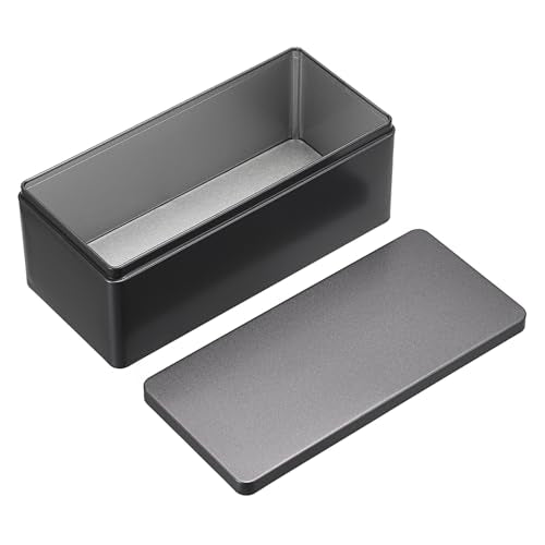 Hipiwe Metal Cash Box Black Money Holder Rectangular Cash Tin Box with Lid - size: 1 Pack