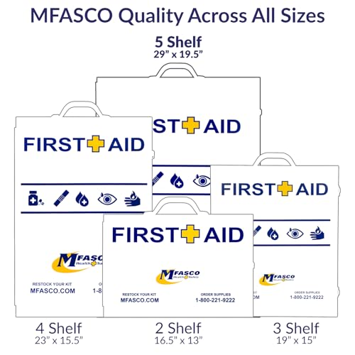 MFASCO 5-Shelf First Aid Kit - 2021 OSHA Compliant Class B, Wall Mount - size: 5 Shelf, style: W/ Medications