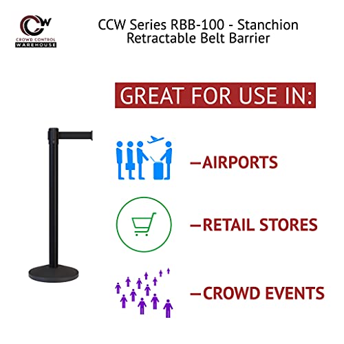 CCW Series RBB-100 Retractable Belt Barrier Stanchions, 2 Pack, 7.5 Ft - color: Maroon, size: 7.5 Foot