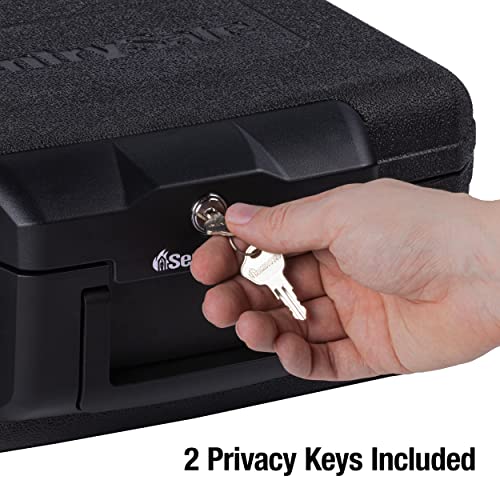 SentrySafe Fireproof Money Safe with Key Lock, Black Lock Box with Portable Carrying Handle for Travel, Exterior: 14.3 in. W x 11.2 in. D x 6.1 in H, 1200 - size: 0.18 cu. ft., style: Fire resistant box
