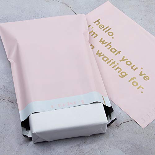 RUSPEPA Poly Mailer Shipping Bag with Self Sealing, Business Text Printed Design 2.3 Mil Heavy Duty Self Seal Mailing Envelopes, 100 Pack 10 x 13 inches, Pink - color: Pink, size: 10 x 13 inches