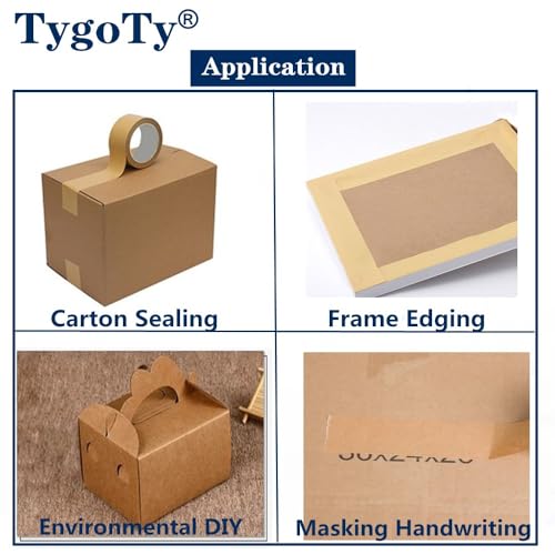 Water Activated Gummed Reinforced 2" x 150 Feet Kraft Paper Packaging Brown Packing Box Moving Tape,Sealing Fiberglass Eco-Friendly and Recyclable Package Tape