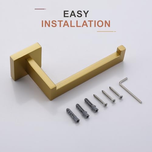 TASTOS Toilet Paper Holder Brushed Gold, Toilet Tissue Roll Holders Dispenser and Hangers Wall Mounted for Bathroom & Kitchen, Stainless Steel Modern Square Style - color: Brushed Gold, size: Square (1 pack)