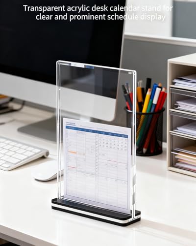 Acrylic Sign Holder 5x7 Inch (6 Pack) - Vertical Clear Flyer Display Stand with Premium Black T-Shaped Base, Tabletop Plastic Paper Menu Holder for Restaurant, Office, Retail Store & Weddings