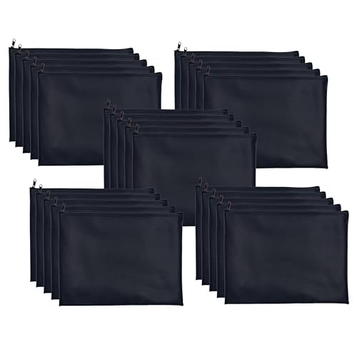 Carousel Checks Inc. XL Zipper Bank Deposit Bag, 12 by 16 Inches, Black, Pack of 5 - size: 5