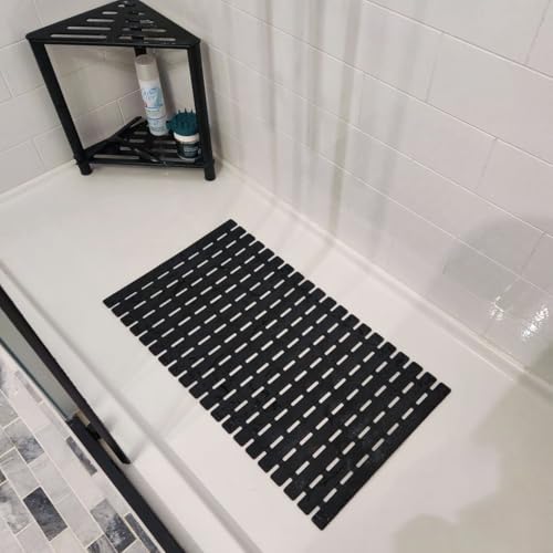 BEMISO Shower Mat Non Slip Bathtub Mat 27.5 x 15.7 Inch Bath Mat for Tub - color: Black, size: 27.5 x 15.7 inches