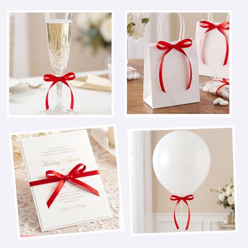 30 Pack Red Ribbon Bows for Cake Bow Cake Toppers - color: Red