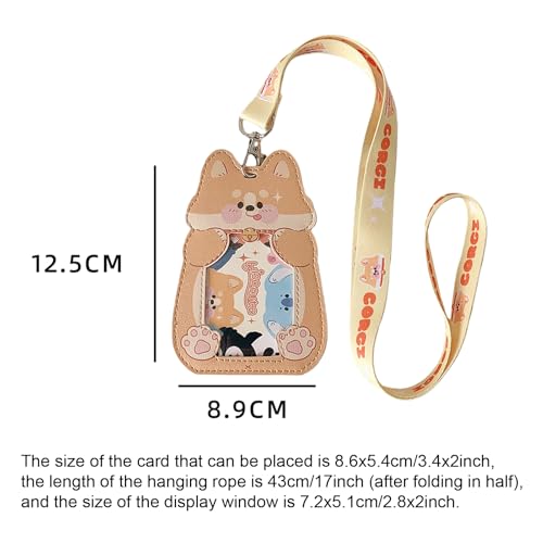 Cute Badge Holder Lanyard Cartoon Puppy ID Card Holder Kawaii ID Badge Keys Lanyard Strap Neck Lanyard PU Leather Badge Holder for Women Girls Boys (Puppy) - color: Puppy