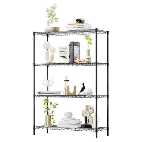 BestOffice | 4-Tier Wire Shelf | 36" x 14" x 54" | Black - color: Black, size: 36"D x 14"W x 54"H