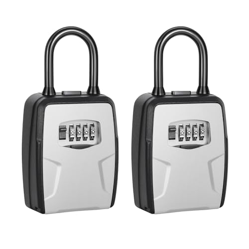 Portable Key Lock Box, Lock Box Wall Mounted for House Key (Grey, 4) - size: 4