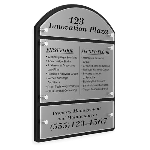 AmazingSpark 25 x 18.5 Inches Wall Mounted Office Sign Acrylic Directory Sign Office Wall Directory Large Signs Holder 6 Panels Black Backing for Restaurant Church Poster Frame Easy Install Board