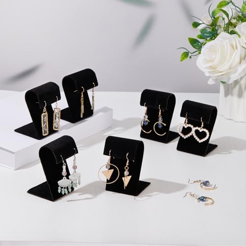 RattanView 12 Pieces Black Velvet Earring Display Stand Arc-shaped - color: Black