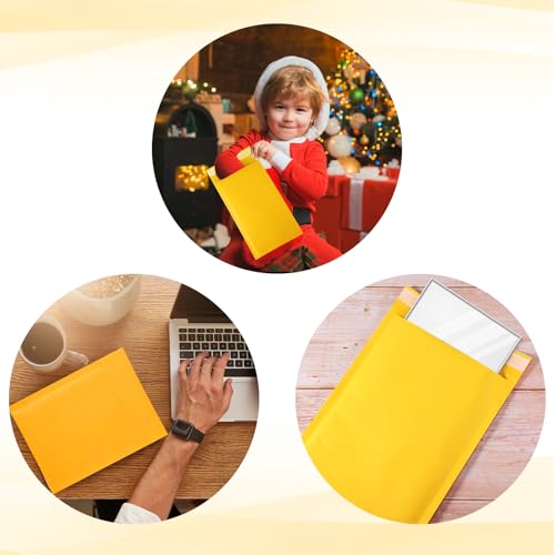 100 Pcs Kraft Bubble Mailers 3 Size Padded Envelopes, Yellow - color: Yellow