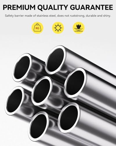 32" Safety Bollard 2 Pack Stainless Steel with Reflective Tape, 8 Anchors - size: Without Chain