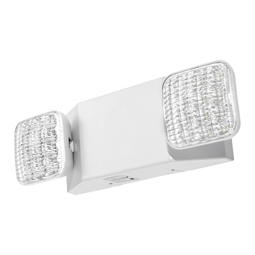 VEVOR 6 Pack Emergency Lights for Business, with Battery Backup, Commercial LED Emergency Exit Lighting Fixtures, AC 120/277V, with Two Square Head Adjustable, 90-Minute Backup, for Business, White
